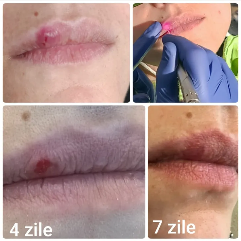 Tratament cu laser pentru herpes: evoluția la 4 și la 7 zile